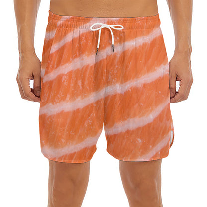 Salmon Fillet Print Men's Split Running Shorts