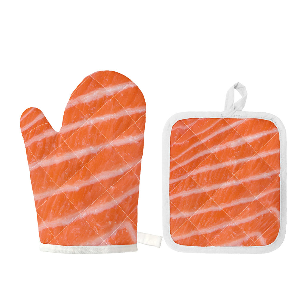 Salmon Fillet Print Oven Mitt And Pot Holder Set