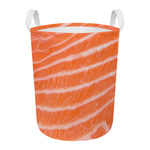 Salmon Fillet Print Round Laundry Basket