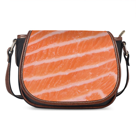 Salmon Fillet Print Saddle Bag