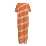 Salmon Fillet Print Short Sleeve Long Nightdress