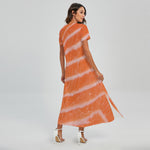 Salmon Fillet Print Short Sleeve Maxi Dress