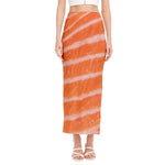 Salmon Fillet Print Side Slit Maxi Skirt