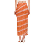 Salmon Fillet Print Side Slit Maxi Skirt