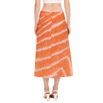 Salmon Fillet Print Side Slit Midi Skirt