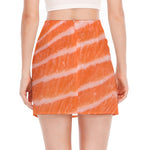 Salmon Fillet Print Side Slit Mini Skirt