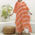 Salmon Fillet Print Silk V-Neck Kaftan Dress