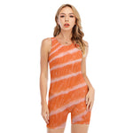 Salmon Fillet Print Sleeveless One Piece Swimsuit