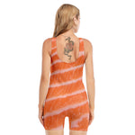 Salmon Fillet Print Sleeveless One Piece Swimsuit