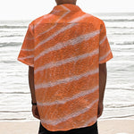 Salmon Fillet Print Textured Short Sleeve Shirt