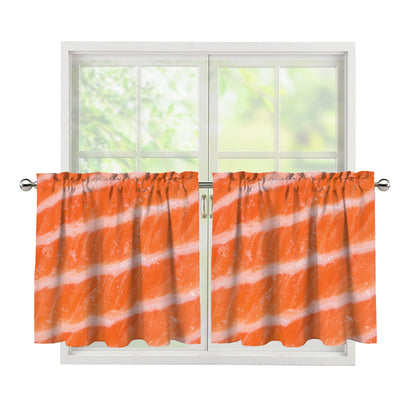 Salmon Fillet Print Tier Curtains