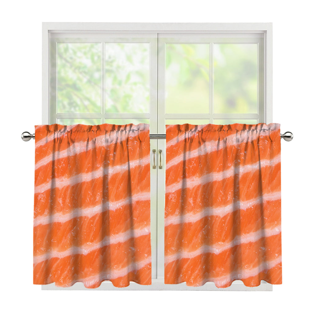 Salmon Fillet Print Tier Curtains