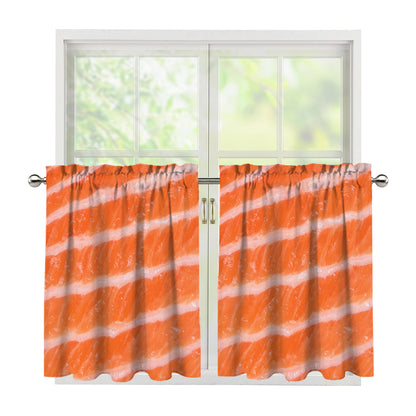 Salmon Fillet Print Tier Curtains