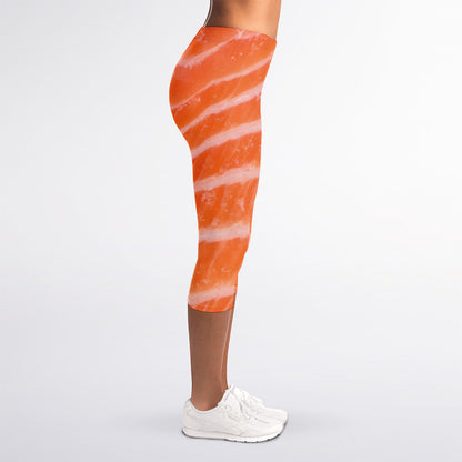 Salmon Fillet Print Women's Capri Leggings
