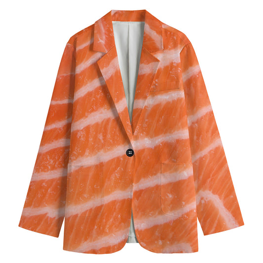 Salmon Fillet Print Women's Cotton Blazer
