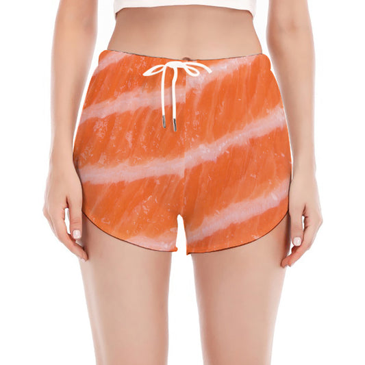 Salmon Fillet Print Women's Split Running Shorts