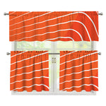 Salmon Print 3 Piece Kitchen Curtains