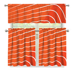 Salmon Print 3 Piece Kitchen Curtains