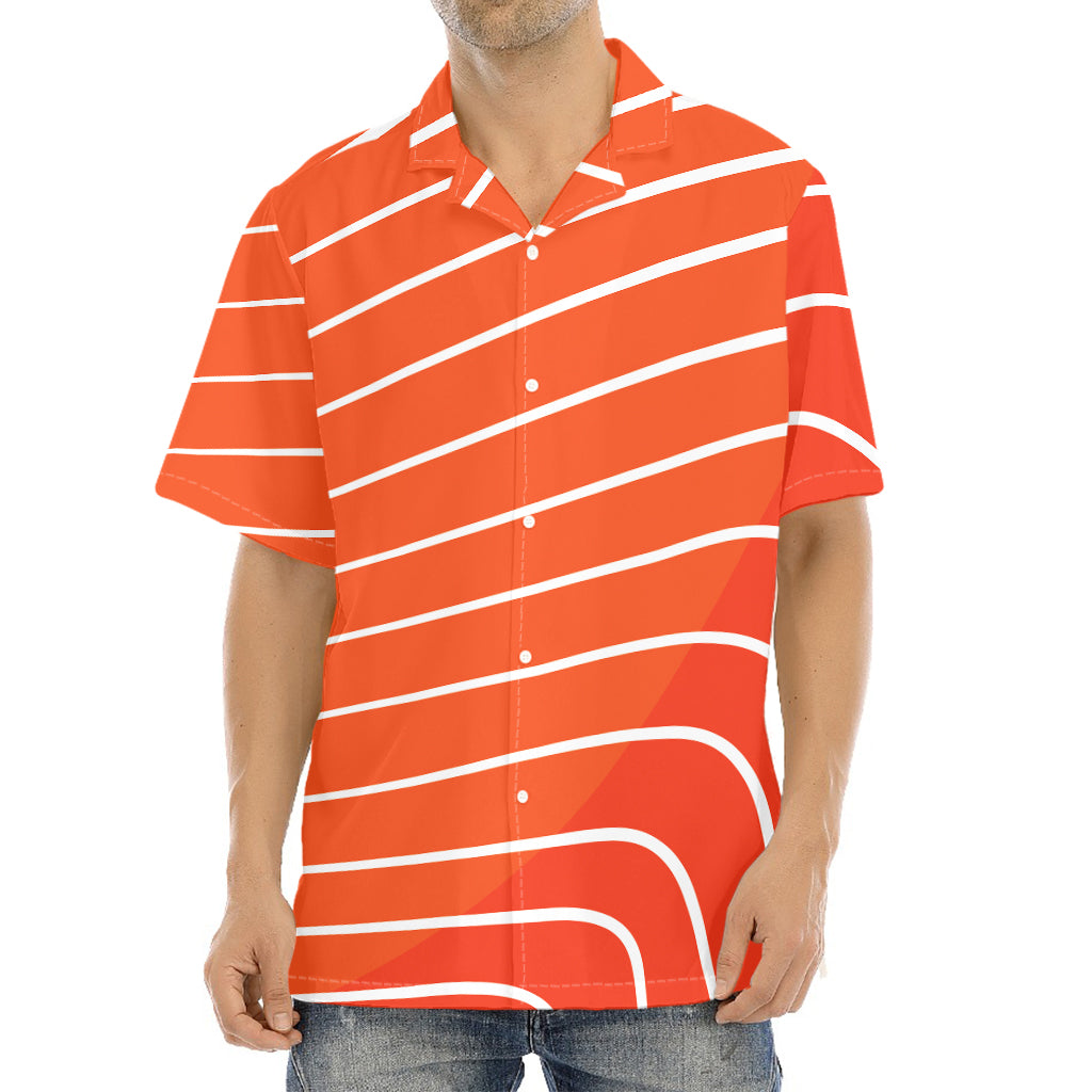 Salmon Print Aloha Shirt