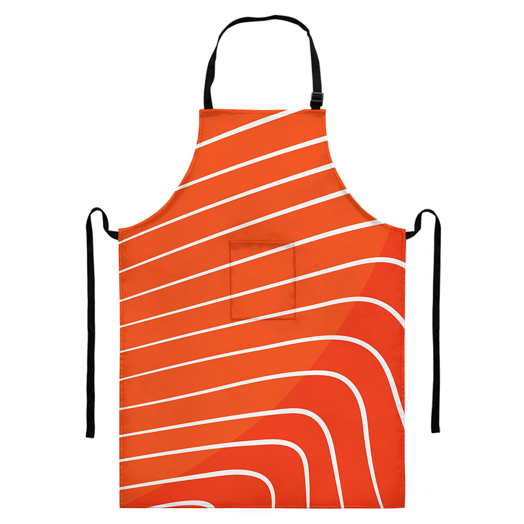 Salmon Print Bib Apron With Pocket