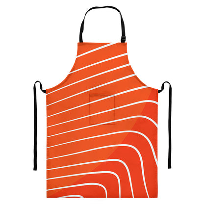 Salmon Print Bib Apron With Pocket