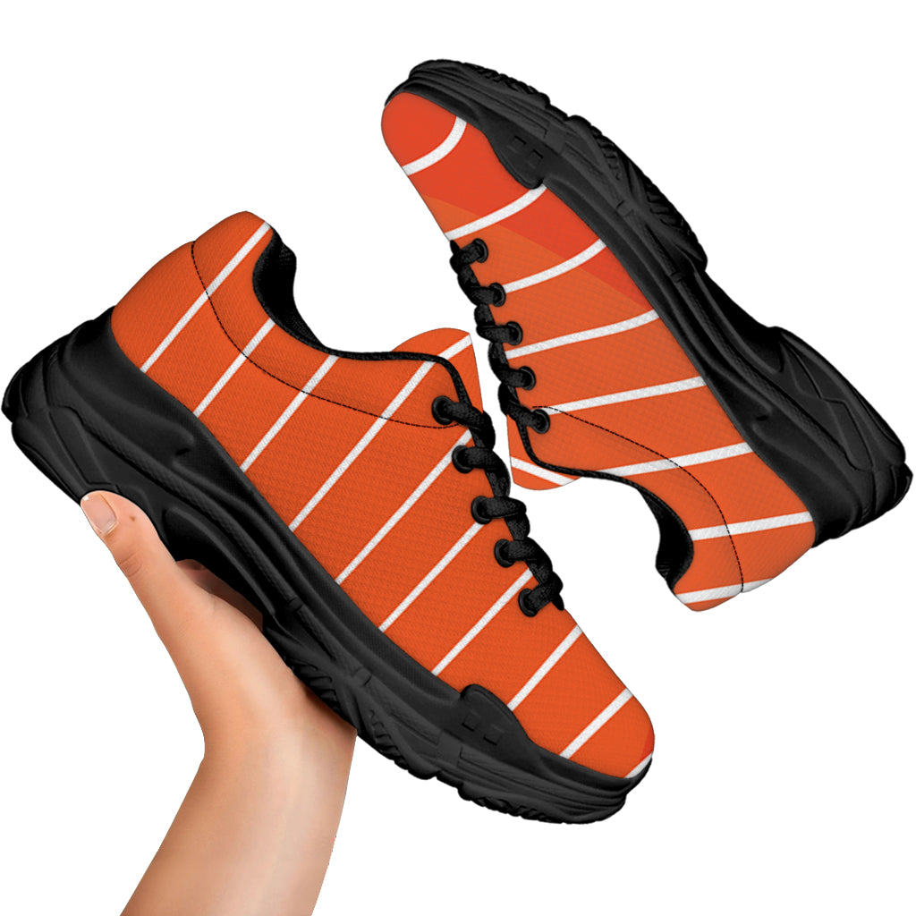 Salmon Print Black Chunky Shoes