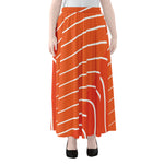 Salmon Print Chiffon Maxi Skirt
