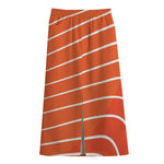 Salmon Print Cotton Front Slit Maxi Skirt