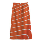 Salmon Print Cotton Front Slit Maxi Skirt