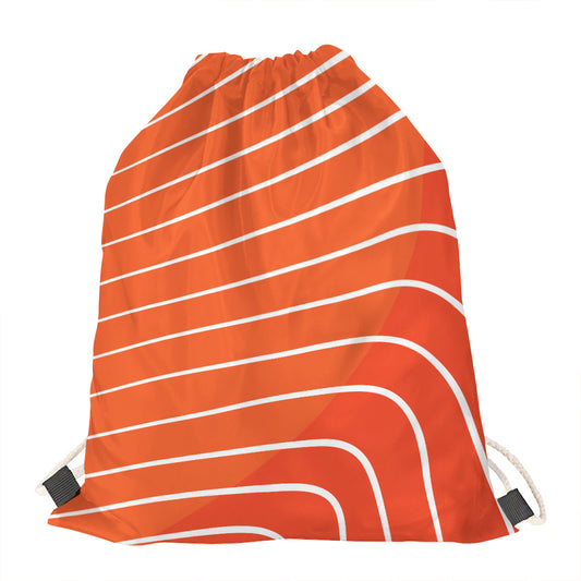 Salmon Print Drawstring Bag