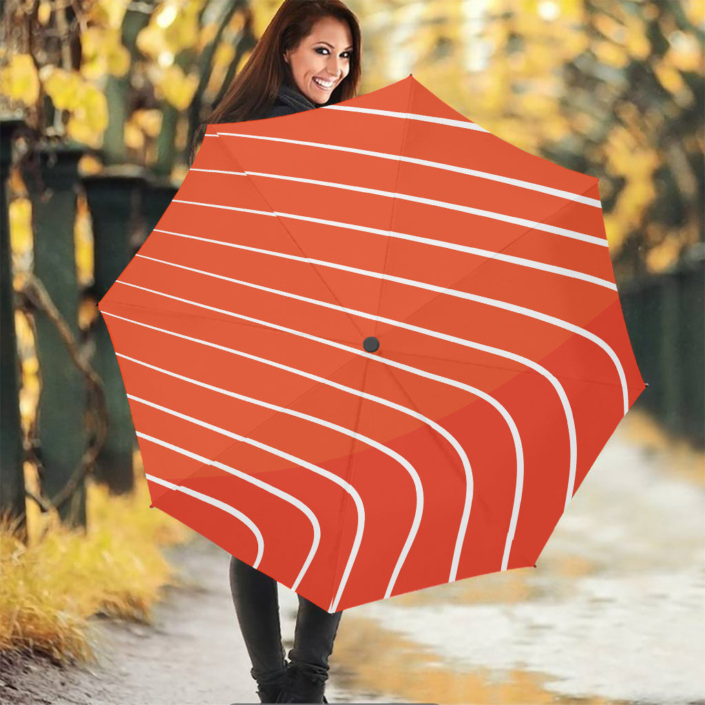 Salmon Print Foldable Umbrella