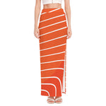 Salmon Print High Slit Maxi Skirt