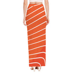 Salmon Print High Slit Maxi Skirt