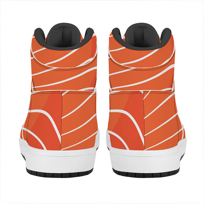 Salmon Print High Top Leather Sneakers