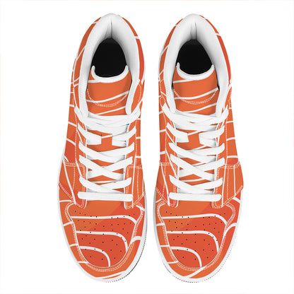 Salmon Print High Top Leather Sneakers
