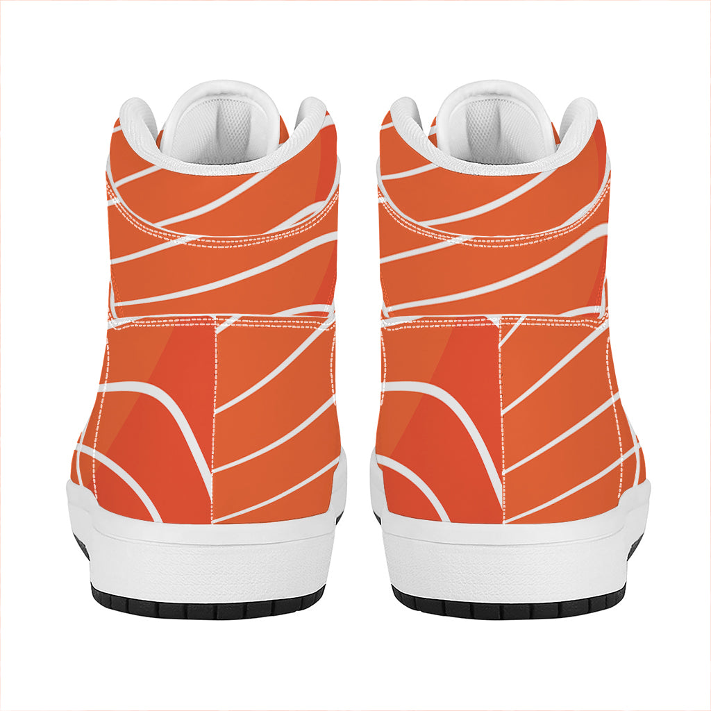 Salmon Print High Top Leather Sneakers