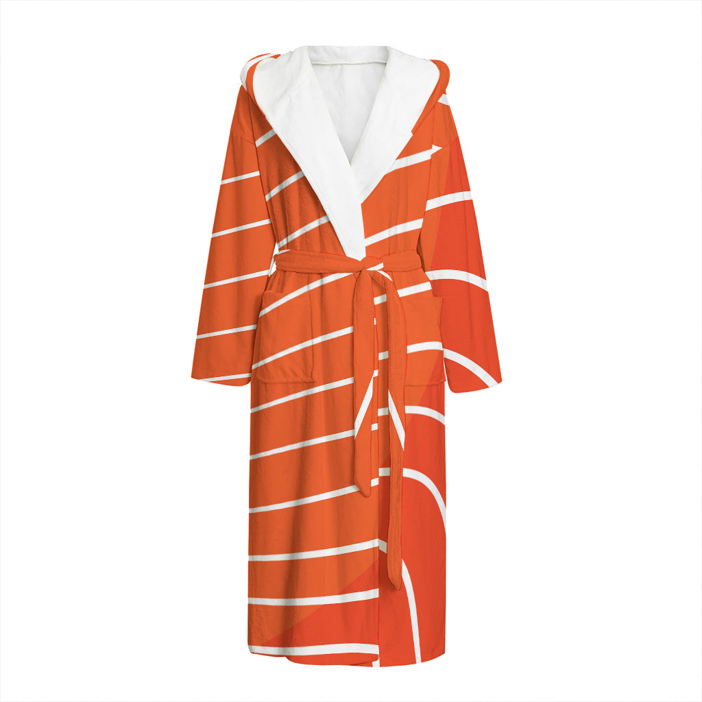 Salmon Print Hooded Bathrobe