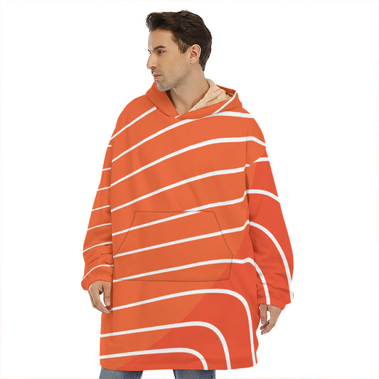 Salmon Print Hoodie Blanket