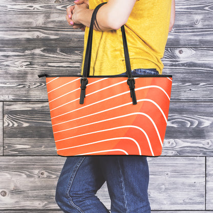 Salmon Print Leather Tote Bag