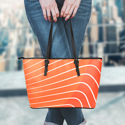Salmon Print Leather Tote Bag