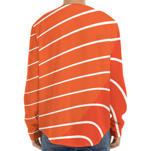 Salmon Print Long Sleeve Baseball Jersey