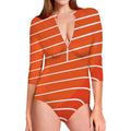 Salmon Print Long Sleeve Swimsuit