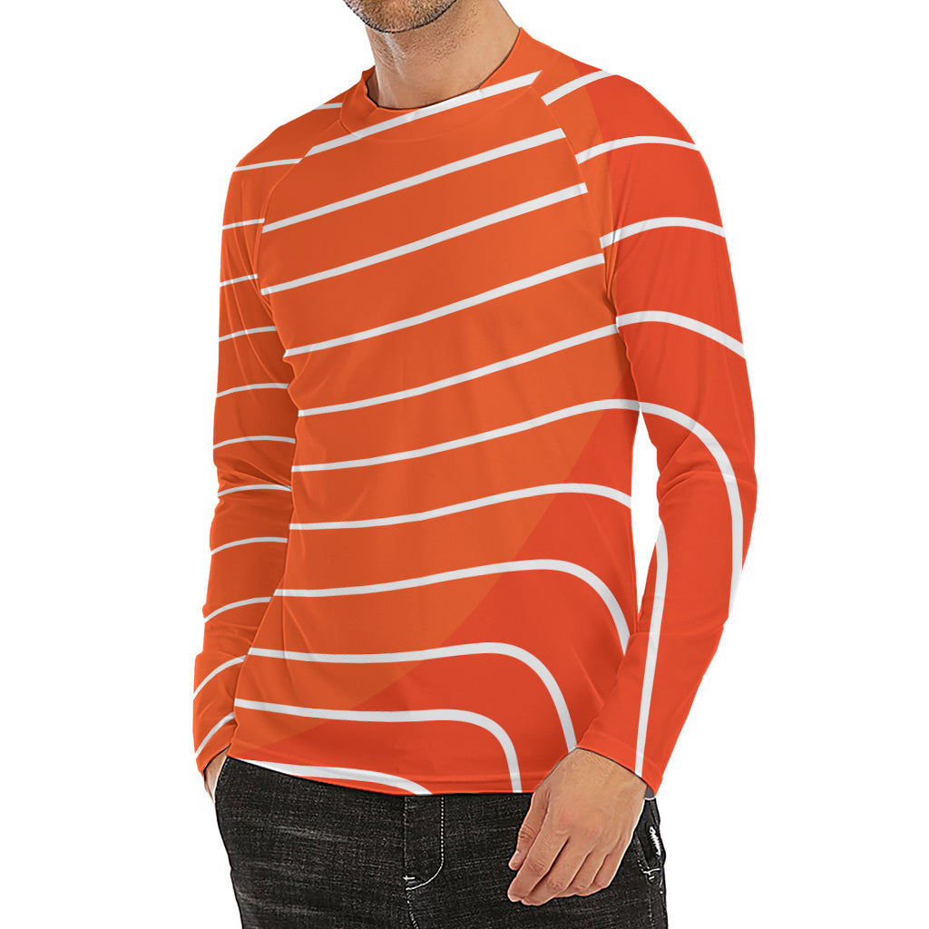Salmon Print Men's Long Sleeve Rash Guard