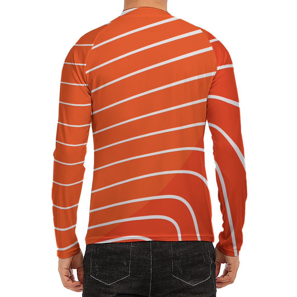 Salmon Print Men's Long Sleeve Rash Guard