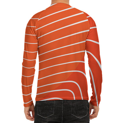 Salmon Print Men's Long Sleeve Rash Guard