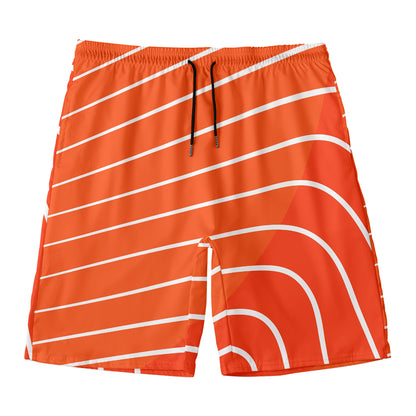 Salmon Print Men's Swim Trunks