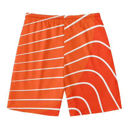 Salmon Print Men's Swim Trunks