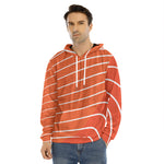 Salmon Print Men's Velvet Pullover Hoodie