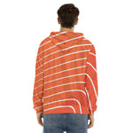 Salmon Print Men's Velvet Pullover Hoodie