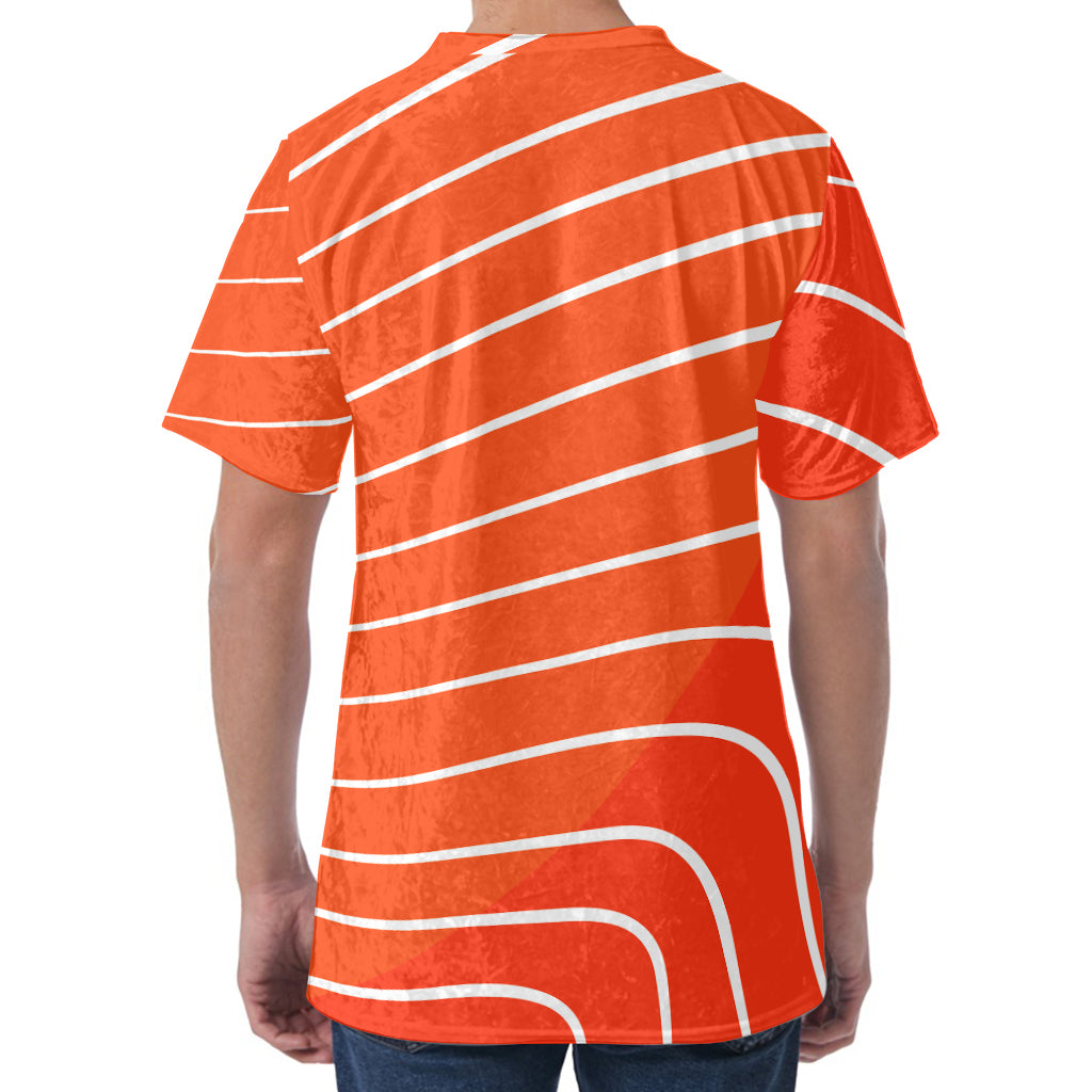 Salmon Print Men's Velvet T-Shirt